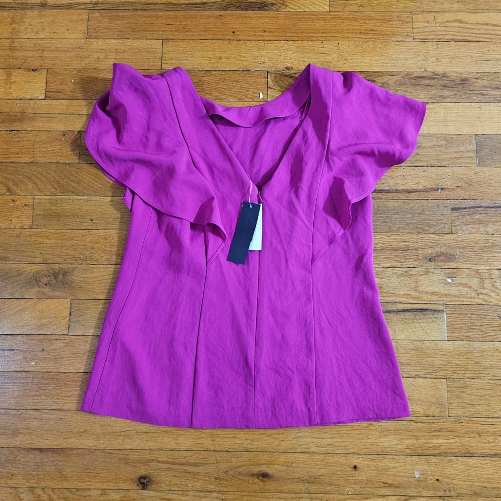Banana Republic Purple Ruffle Sleeve Top Women's Size 2 - Picture 4 of 7